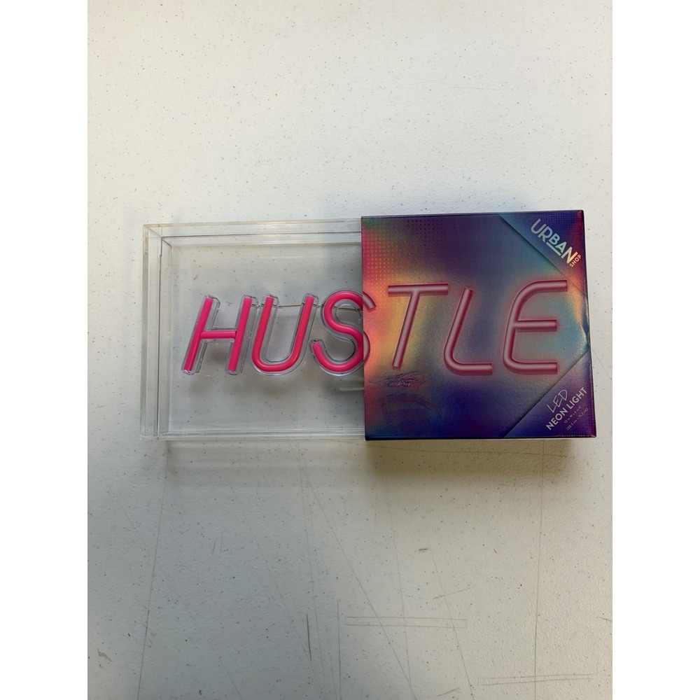 LED Neon Pink Hustle Light-up Sign,  Acrylic Box  New